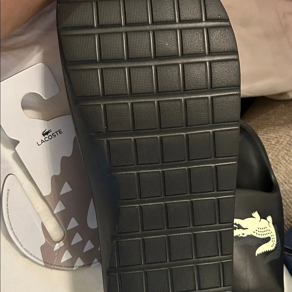 Men Black/Off Wht Serve Slide Synthetic Lacoste🐊